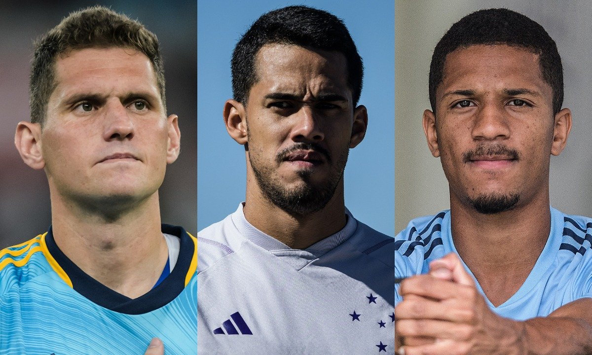 Rafael Cabral, Lucas Oliveira e Matheus Davó pelo Cruzeiro (foto: Gustavo Aleixo/Cruzeiro)