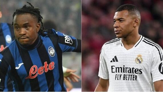 Lookman, da Atalanta, e Mbappé, do Real Madrid (foto: Thomas KIENZLE / AFP e ANDER GILLENEA / AFP)