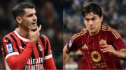 Morata, do Milan, e Dybala, da Roma (foto: Isabella BONOTTO / AFP e Alberto PIZZOLI / AFP)