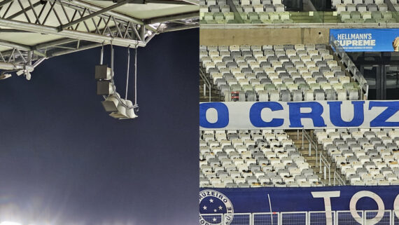 Caixas de som no Mineirão (foto: João Victor Pena/No Ataque)