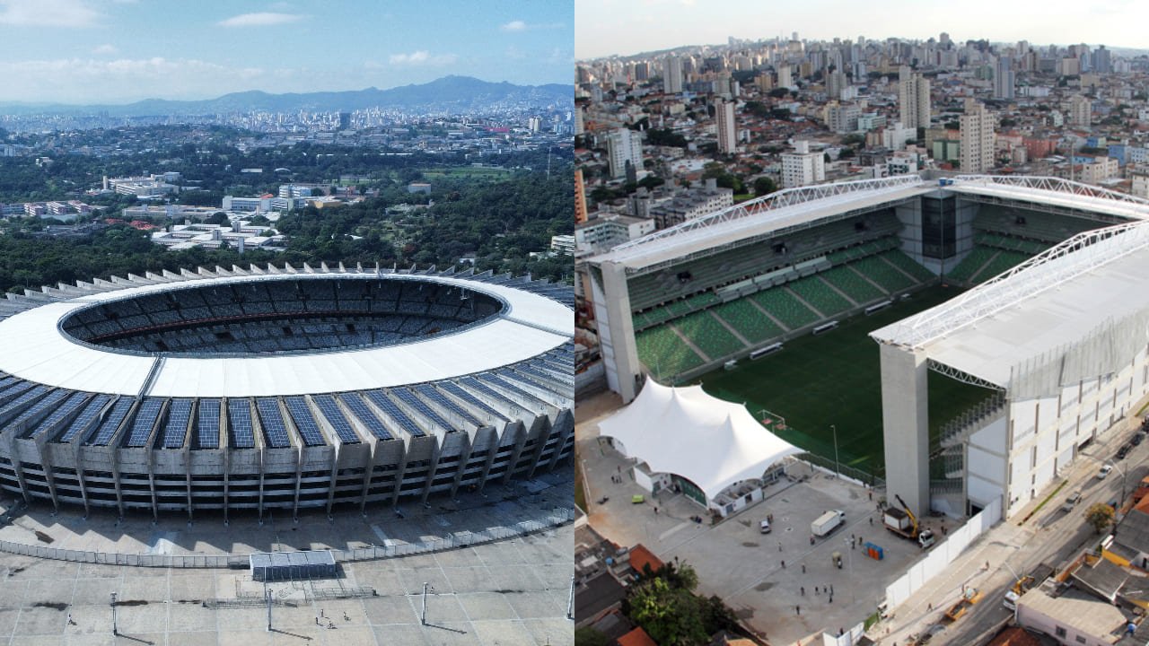 Mineirão e Independência, estádios em Belo Horizonte (foto: Leandro Couri/EM/DA.Press e Gil Leonardi / Imprensa MG)