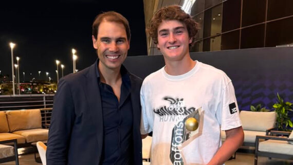 Rafael Nadal e João Fonseca em 22 de dezembro de 2024 (foto: Reprodução Instagram de Nadal)