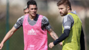 Pavón ao lado de Eduardo Sasha em treino do Atlético (foto: Bruno Sousa / Atlético - 7/7/2022)