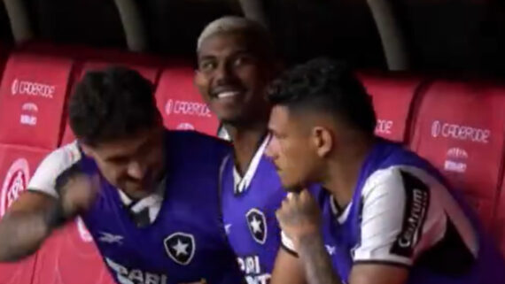 Jogadores do Botafogo comemoraram gol do Cruzeiro contra o Palmeiras (foto: Reprodução / TV Globo)