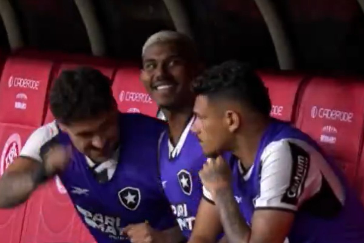 Jogadores do Botafogo comemoraram gol do Cruzeiro contra o Palmeiras (foto: Reprodução / TV Globo)