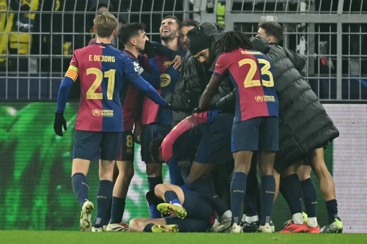 Barcelona venceu o Dortmund pela Liga dos Campeões (foto: INA FASSBENDER/AFP)