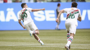 Em pleno Allianz Parque, o Fluminense venceu o Palmeiras por 1 a 0, com gol de Serna, e garantiu a permanência na elite do futebol brasileiro e uma vaga na Sul-Americana. Marcelo Gonçalves/Fluminense - Crédito: 