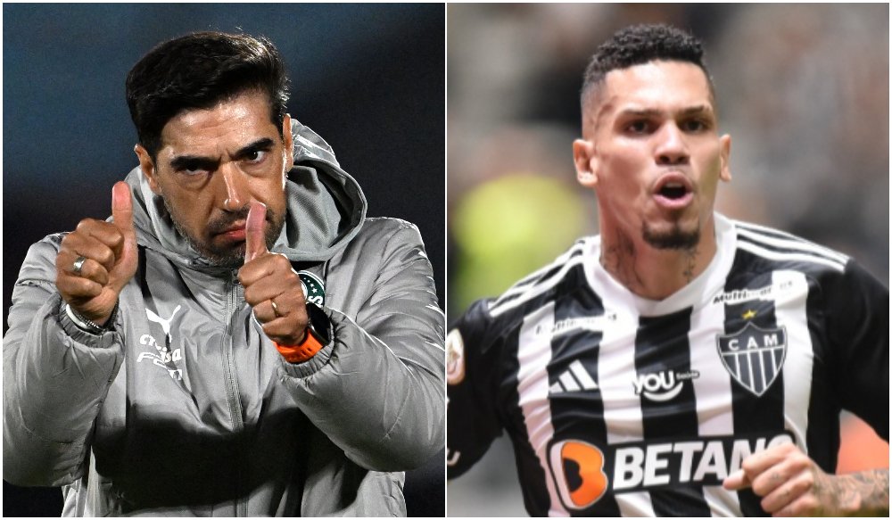 Abel Ferreira sempre apreciou o futebol de Paulinho, do Atlético (foto: Montagem com imagens de Eitan Abramovich/AFP e Ramon Lisboa/EM/D.A Press)
