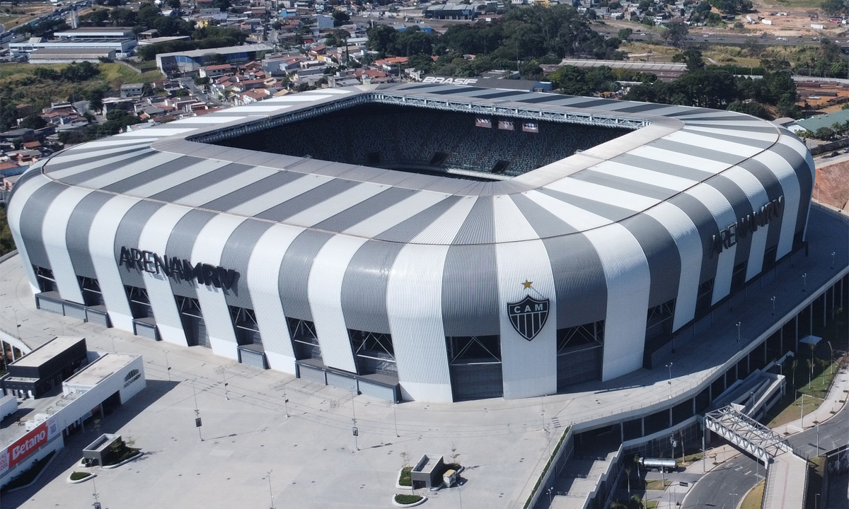 Vista aérea da Arena MRV, estádio do Clube Atlético Mineiro, no bairro Califórnia, em Belo Horizonte - (foto: Leandro Couri/EM/D.A Press)