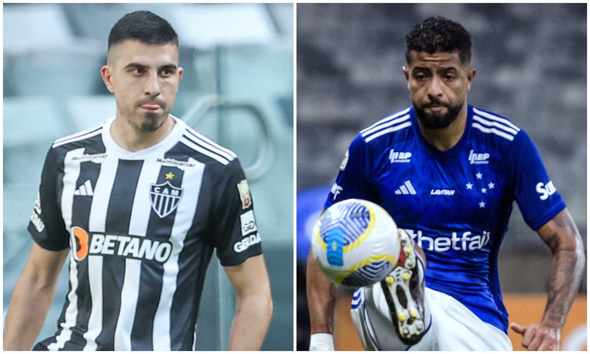 Battaglia, do Atlético, e João Marcelo, do Cruzeiro (foto: Pedro Souza/Atlético e Gustavo Aleixo/Cruzeiro)