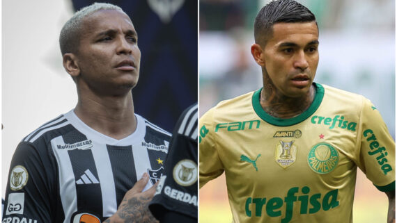 Deyverson e Dudu atuaram juntos por três temporada no Palmeiras (foto: Pedro Souza/Atlético e Cesar Greco/Palmeiras/by Canon)