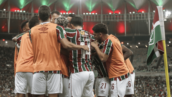 Jogadores do Fluminense comemorando gol diante do Cuiabá, pelo Brasileiro (foto: Marcelo Gonçalves/Fluminense)