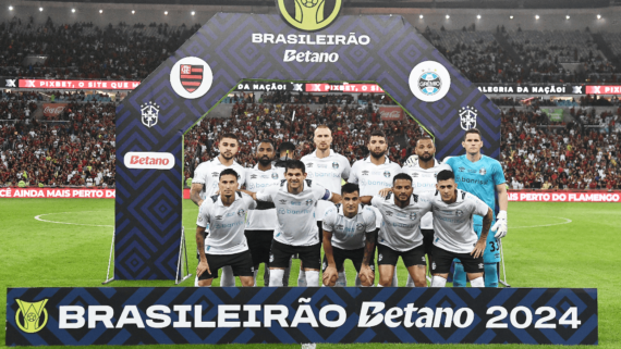 Jogadores do Grêmio em partida pelo Campeonato Brasileiro de 2024 (foto: Alexandre Durão/Grêmio FBPA)