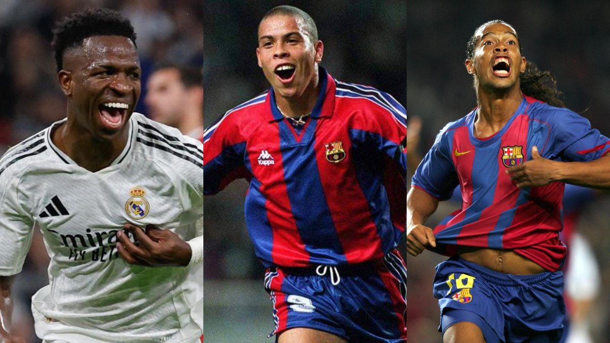Vinícius Júnior, Ronaldo e Ronaldinho foram 'ignorados' pela Bola de Ouro (foto: OSCAR DEL POZO/AFP, Divulgação/Barcelona e LLUIS GENE/AFP)