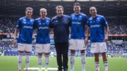 Rodriguinho, Fagner, Eduardo e Christian foram apresentados por Pedrinho à torcida do Cruzeiro no Mineirão (foto: Gustavo Aleixo / Cruzeiro)