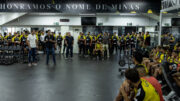 Jogadores e diretores do Atlético na Cidade do Galo (foto: Pedro Souza / Atlético)