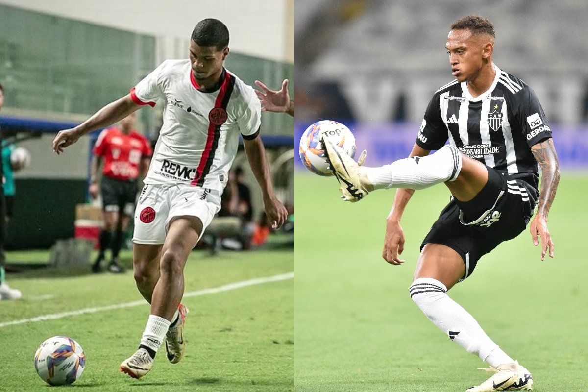 Jogadores de Pouso Alegre e Atlético (foto: Divulgação / Pouso Alegre - Ramon Lisboa/EM/D.A. Press)