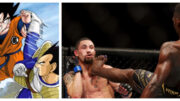 Robert Whittaker e Israel Adesanya, no UFC (foto: Montagem: Reprodução Dragon Ball Z e Carmen Mandato/Getty Images/AFP)