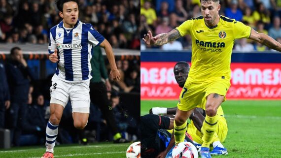 Jogadores de Real Sociedad e Villarreal (foto: AFP)