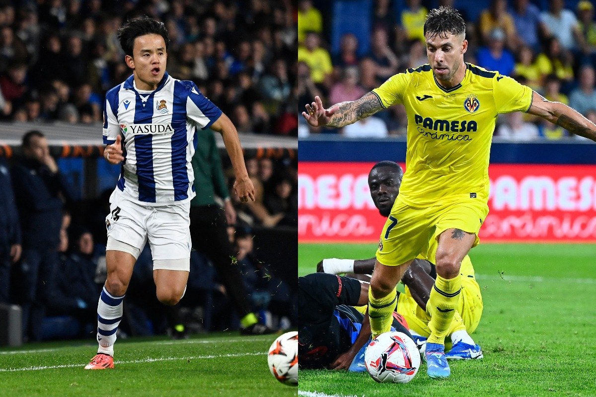 Jogadores de Real Sociedad e Villarreal (foto: AFP)