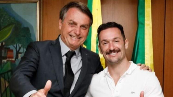 Diego Hypólito (direita) posou com Jair Bolsonaro (esquerda) em dezembro de 2019 (foto: Reprodução/@jairbolsonaro)