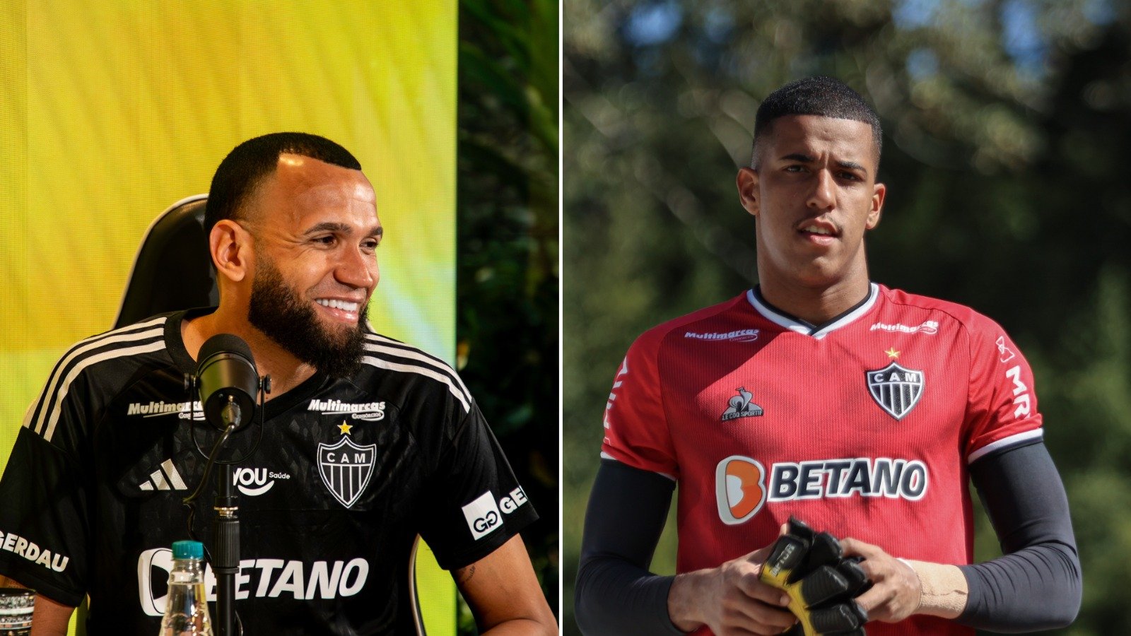 Everson e Gabriel Delfim, goleiros do Atlético (foto: Paulo Henrique França/Atlético e Pedro Souza/Atlético)