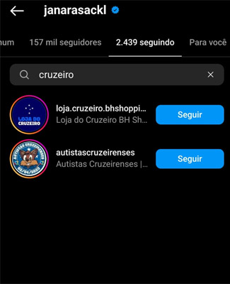 A esposa de Cássio deixou de seguir o Cruzeiro no Instagram – (foto: Reprodução)