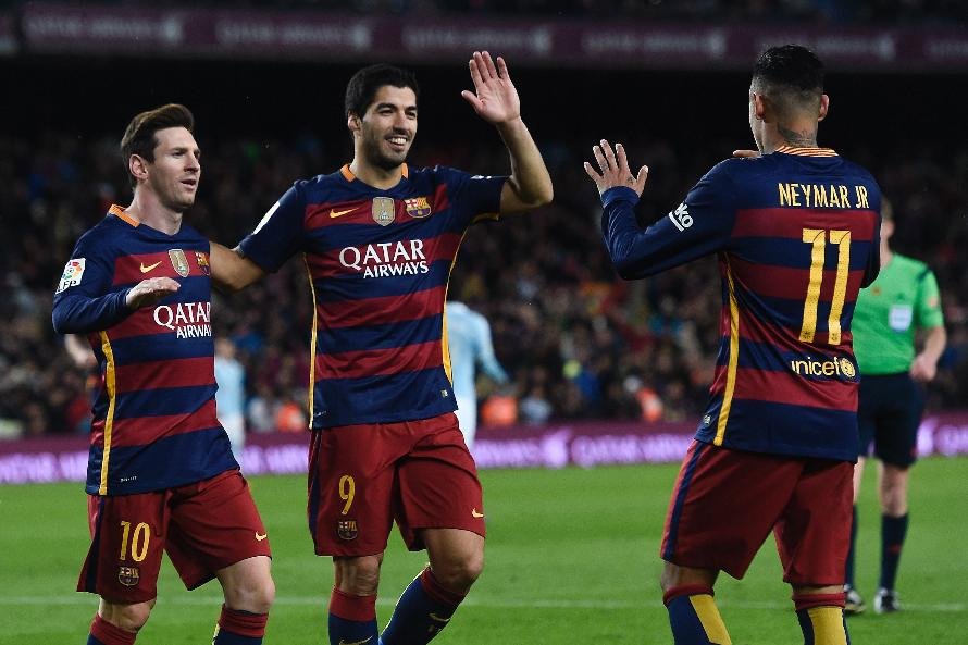 Messi, Suárez e Neymar formaram o vitorioso 'Trio MSN' no Barcelona (foto: AFP / JOSEP LAGO)