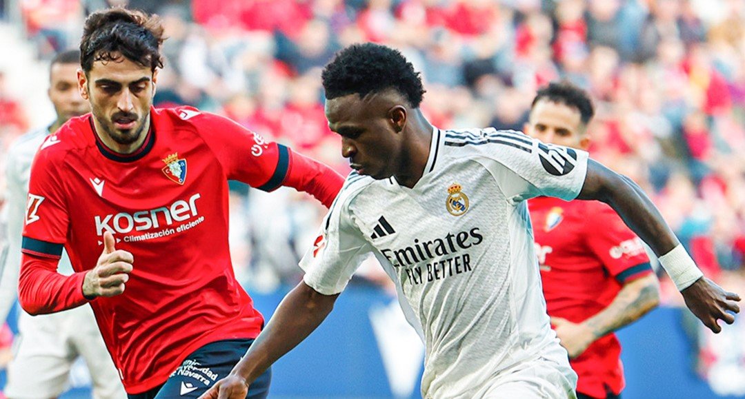 Vinícius Jr., do Real Madrid, em partida contra Osasuna (foto: Divulgação/Real Madrid)