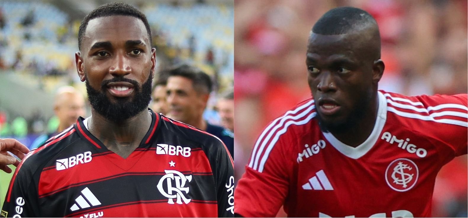 Gerson, do Flamengo, e Enner Valência, do Internacional (foto: Gilvan de Souza/Flamengo e Ricardo Duarte/Internacional)