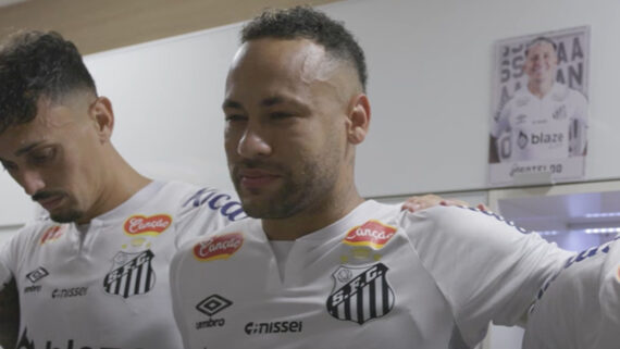 Neymar chorou em discurso antes de Corinthians x Santos pelo Campeonato Paulista (foto: Reprodução / NR Sports)