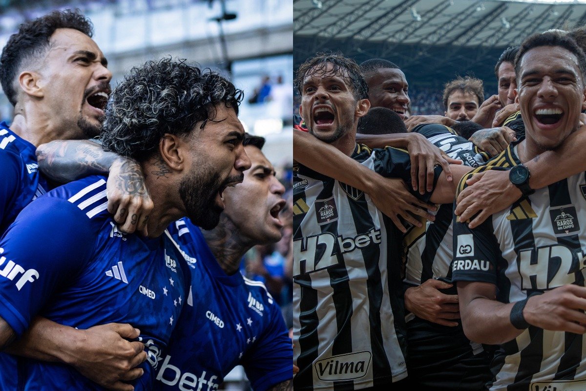Jogadores de Cruzeiro e Atlético (foto: Gustavo Aleixo / Cruzeiro - Pedro Souza / Atlético)