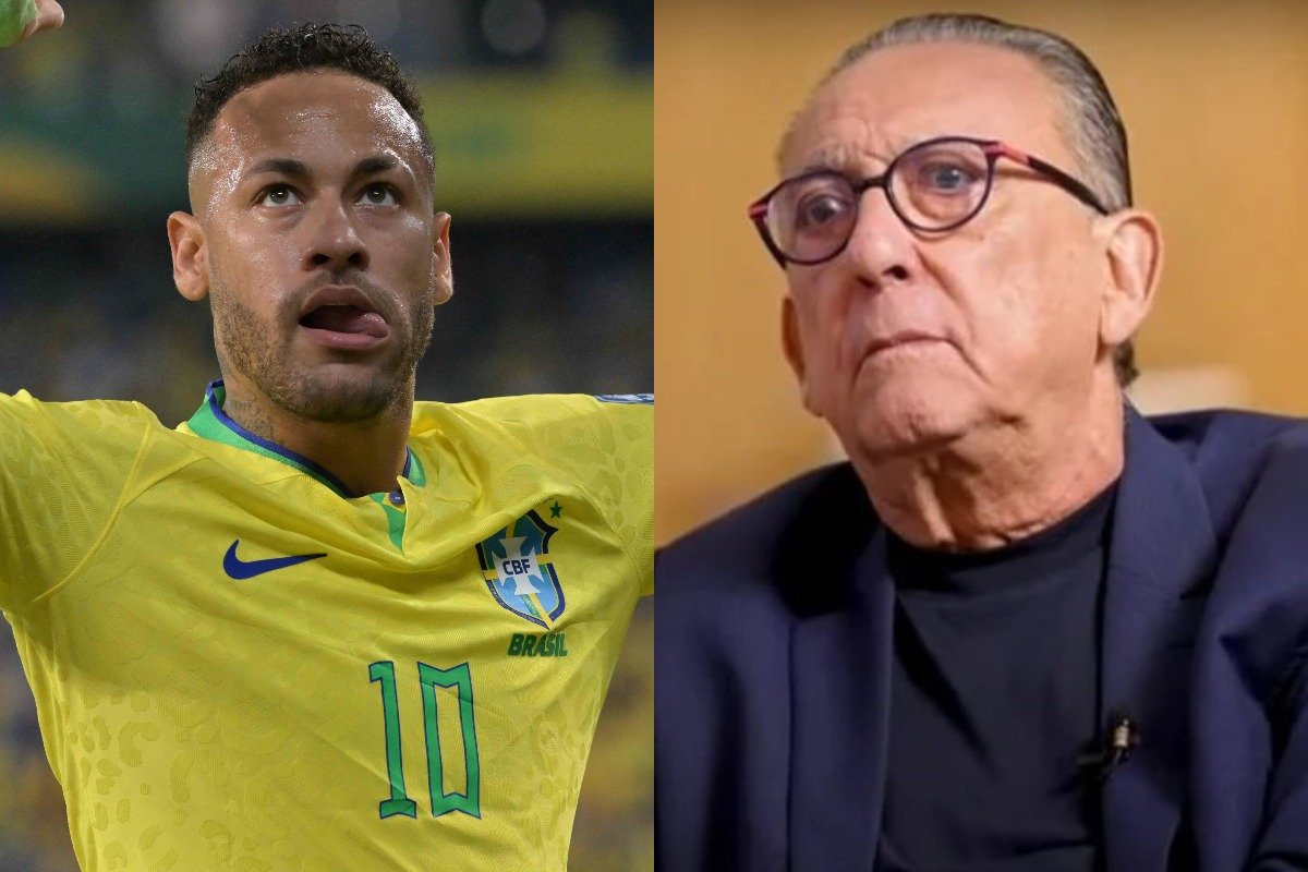 Montagem com fotos de Neymar e Galvão Bueno (foto: Nelson Almeida / AFP / Reprodução)