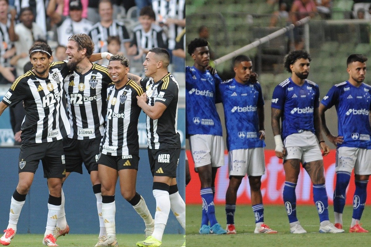 Montagem com jogadores de Atlético e Cruzeiro (foto: Alexandre Guzanshe/EM/D.A Press)