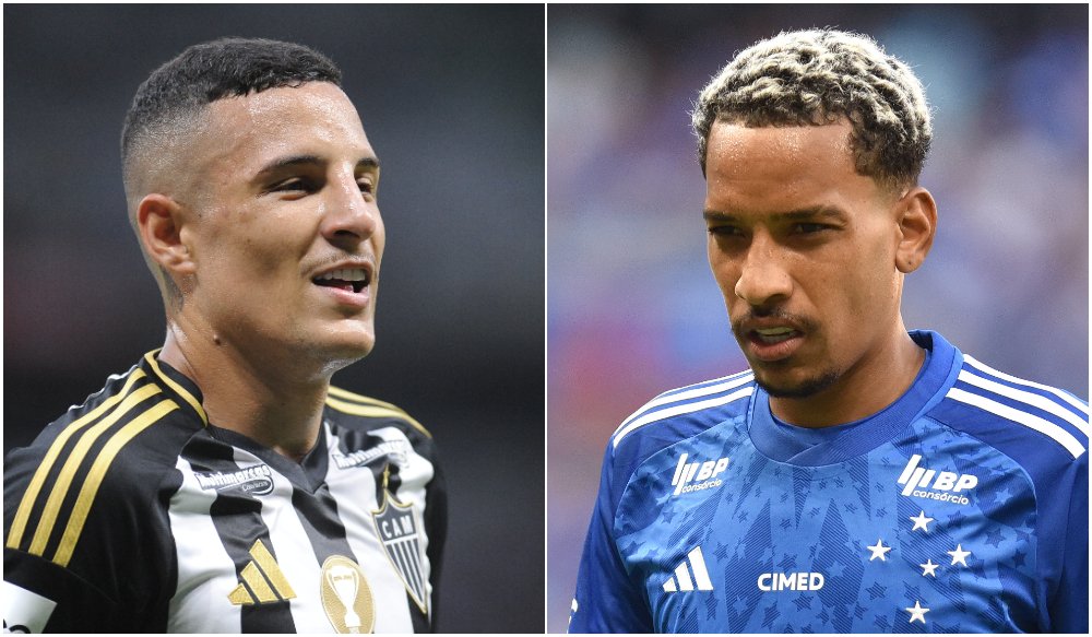 Guilherme Arana e Matheus Pereira, de Atlético e Cruzeiro, respectivamente (foto: Montagem com imagens de Alexandre Guzanshe/EM/D.A Press e Ramon Lisboa/EM/D.A Press)