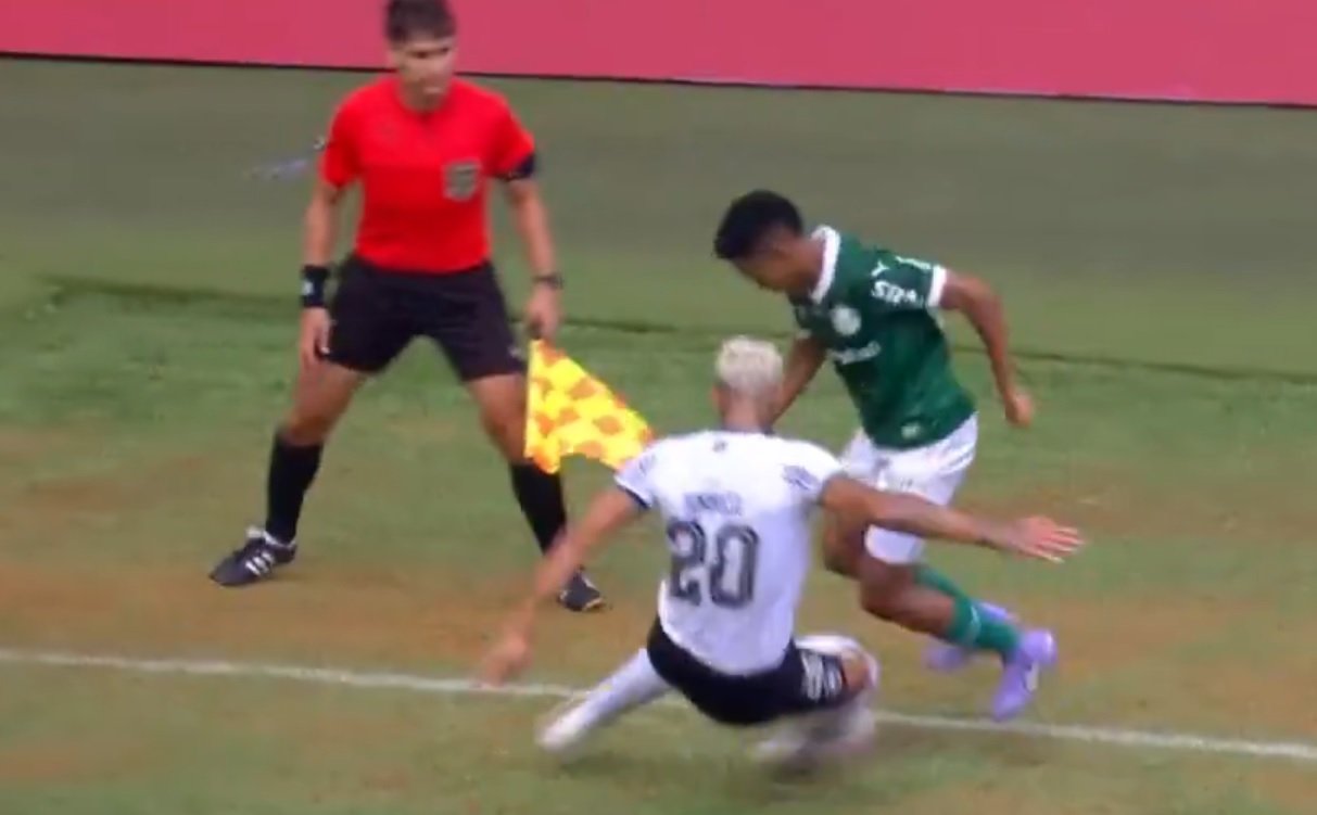 Estêvão dribla Barboza em Palmeiras x Botafogo (foto: Reprodução/Globo)