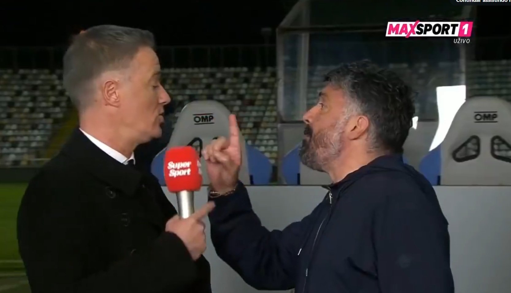Ex-meia croata Josko Jelicic discute com Gattuso em programa de TV (foto: Reprodução)
