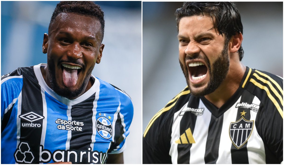 Edenilson e Hulk, ex-companheiros de Atlético, medirão forças em duelo entre Grêmio e Galo pelo Campeonato Brasileiro (foto: Montagem com imagens de Lucas Uebel/Grêmio e Ramon Lisboa/EM/DA.Press)