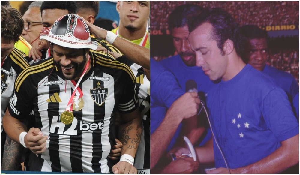 Hulk e Tostão, dois dos maiores ídolos de Atlético e Cruzeiro, respectivamente (foto: Montagem com imagens de O Cruzeiro/Arquivo Estado de Minas e Alexandre Guzanshe/EM/DA.Press)