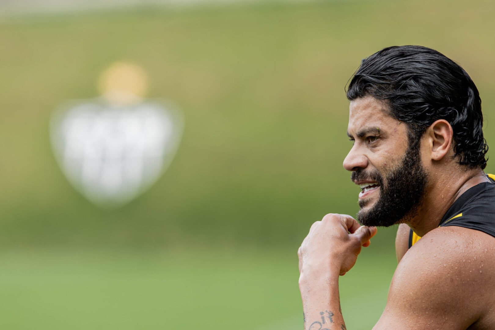 Hulk, atacante do Atlético, em treino na Cidade do Galo (foto: Pedro Souza/Atlético)