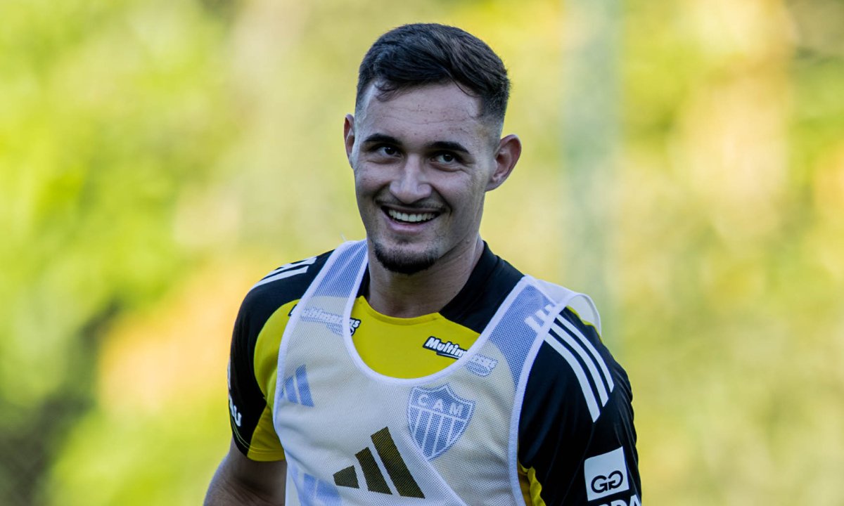 João Marcelo durante treino do Atlético na Cidade do Galo (foto: Pedro Souza/Atlético)