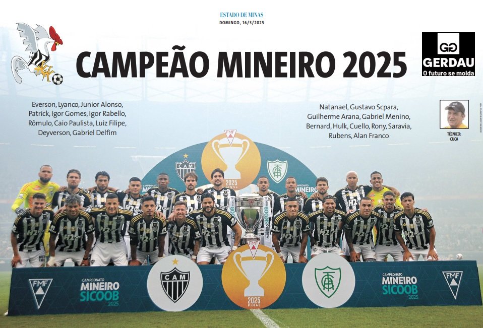 Pôster do Atlético campeão do Campeonato Mineiro 2025 (foto: Alexandre Guzanshe/EM/D.A Press)
