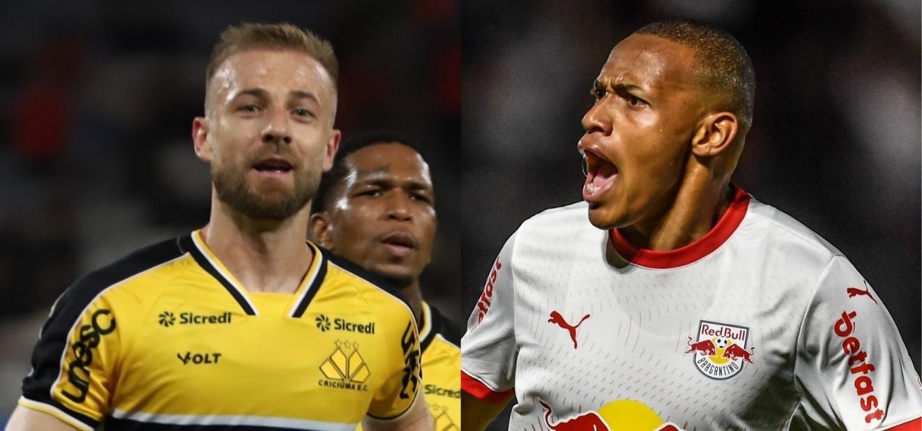 Jogo de volta será sob o mando do Bragantino (foto: Celso da Luz/ Assessoria de imprensa Criciúma E.C. e Ari Ferreira/Red Bull Bragantino.)