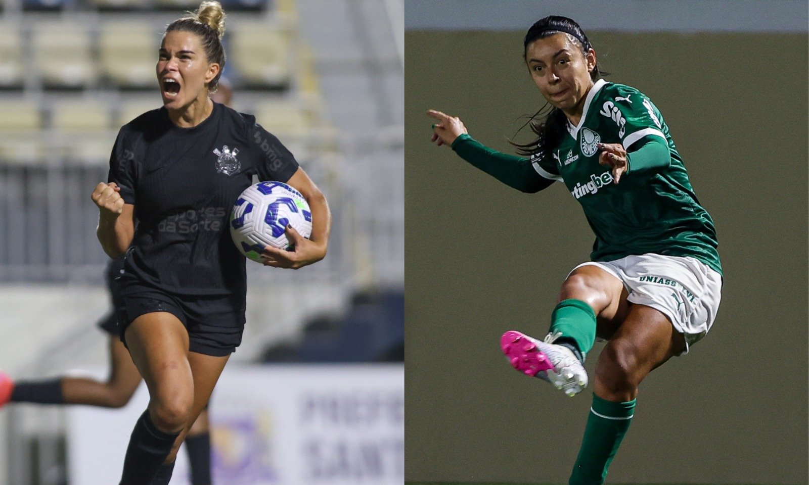 Tamires, do Corinthians e Yoreli Rincon, do Palmeiras (foto: Fabio Menotti/Palmeiras e Rodrigo Gazzanel/Agência Corinthians)