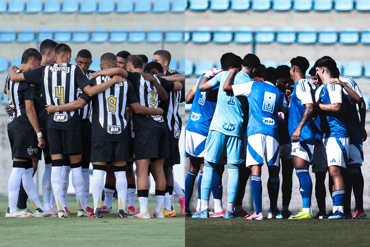Jogadores dos times sub-20 de Atlético e Cruzeiro (foto: Daniela Veiga / Atlético e Gustavo Martins/ Cruzeiro)