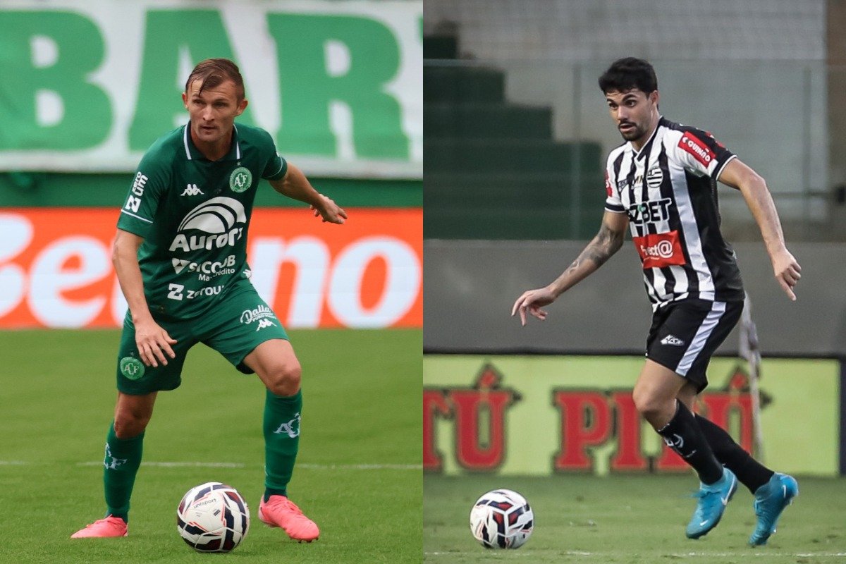 Jogadores de Chapecoense e Athletic (foto: João Heemann/ACF e Fernanda Trindade/Athletic Club)