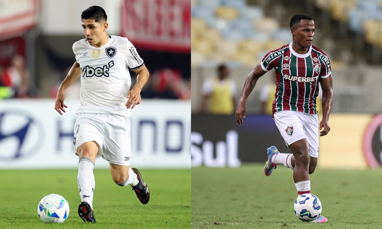 Savarino e Arias, destaques de Botafogo e Fluminense, respectivamente (foto: Vitor Silva/Botafogo e Marcelo Gonçalves / Fluminense F.C.)
