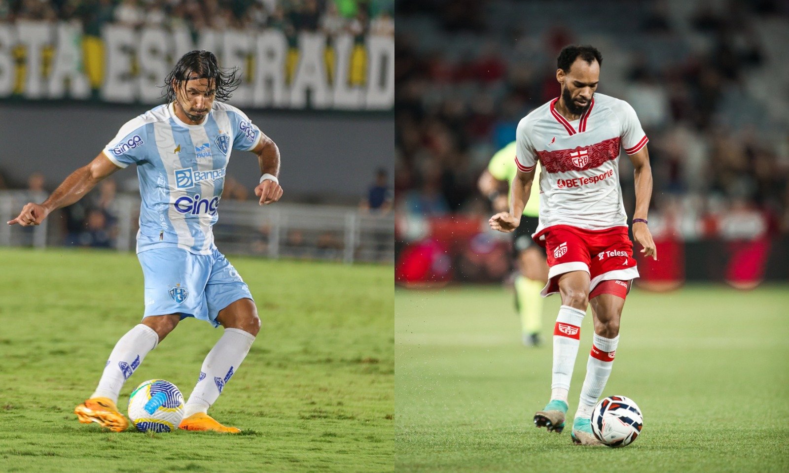 Jogadores de Paysandu e CRB (foto: Jorge Luís Totti/Paysandu e Divulgação/Clube de Regatas Brasil)