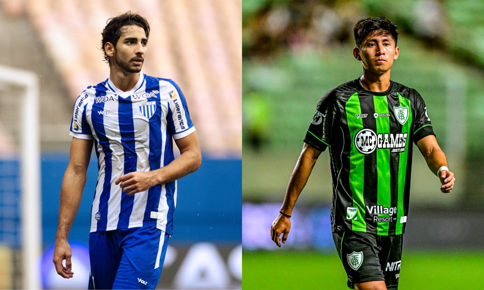 Jogadores de AMérica e Avaí (foto: Divulgação/Avaí FC e Mourão Panda/América)