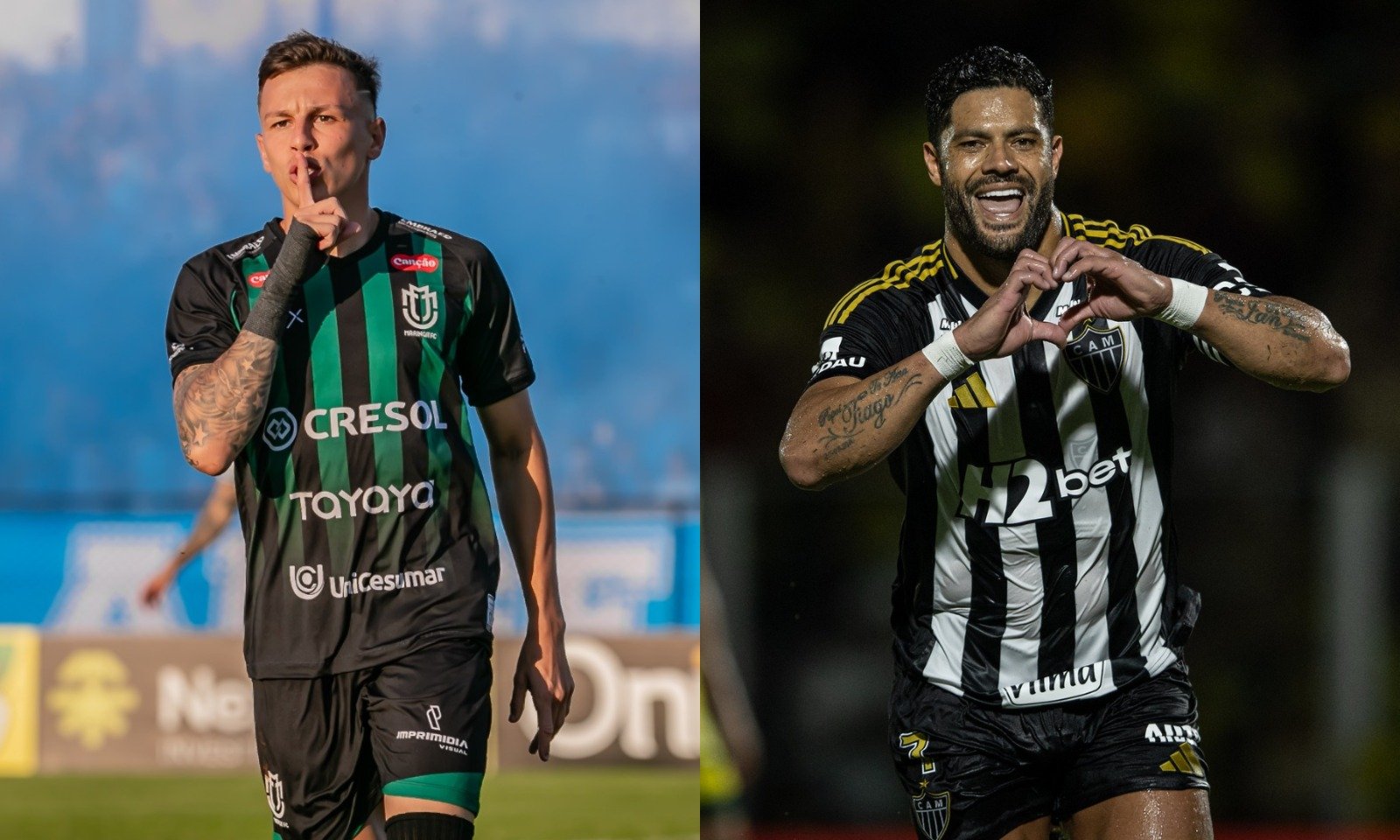 Jogadores do Maringá e do Atlético (foto: Fernando Teramatsu / Maringá e Pedro Souza / Atlético)